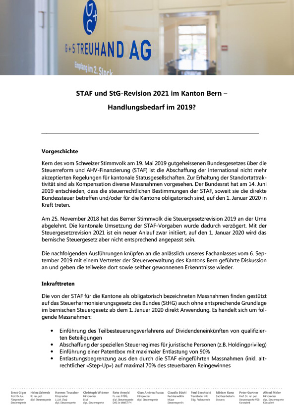 Newsletter Umsetzung STAF
